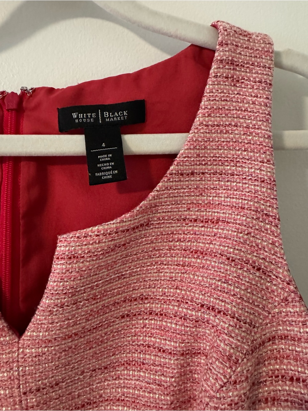 White House Black Market Pink Tweed sheath Dress